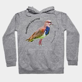 Southern lapwing tropical bird pin black text Hoodie